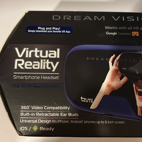 Dream Vision VR Virtual Reality 360 Smartphone Headset Earbuds iOS Android Black - Picture 4 of 9